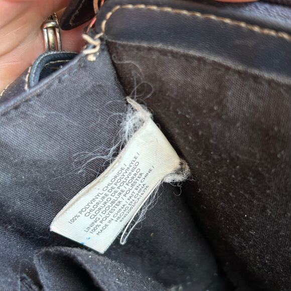 Vintage Villager Liz Claiborne Purse Blue Black Leather small Bag crossbody - Picture 14 of 16